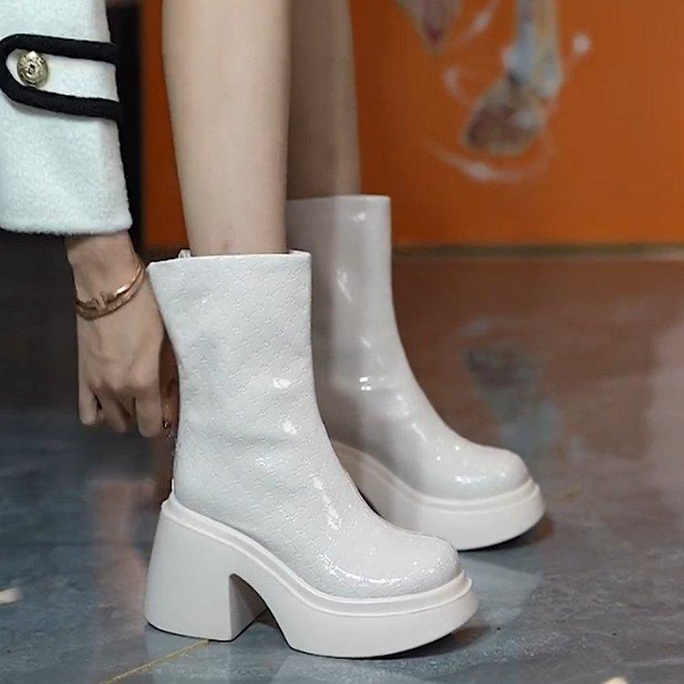 

new Martin boots European and American fashion heightening women s shoes medium tube comfortable versatile student shoes women s boots 40