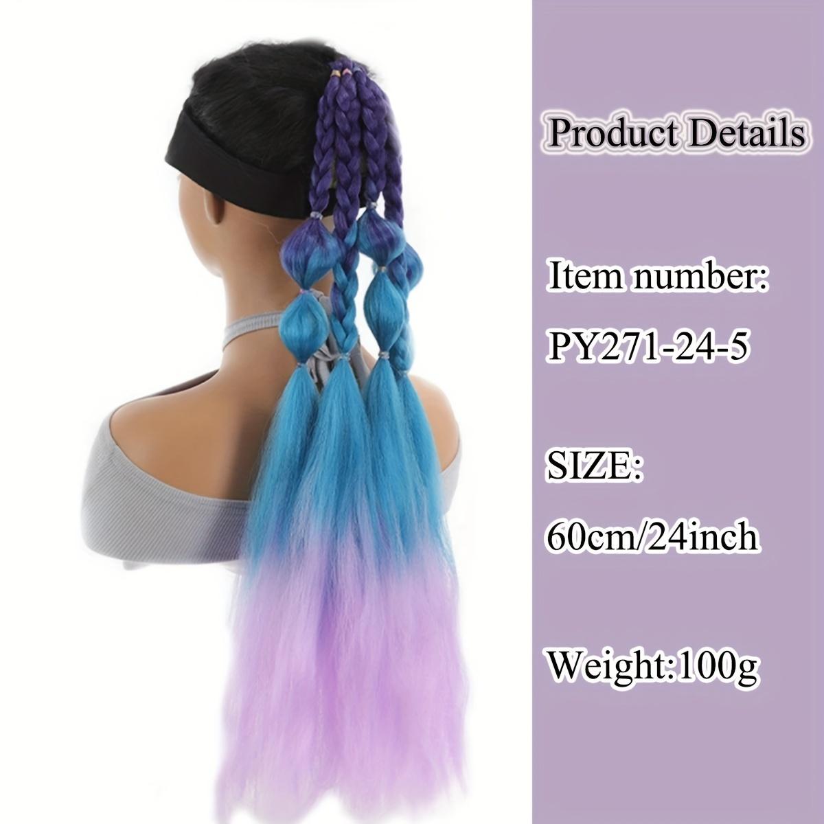 

24-дюймовый парик из синтетических прямых волос с хвостиком для женщин — термостойкое наращивание пузырчатой ​​косы, подходит для всех, идеально подходит для вечеринок и встреч 24inch