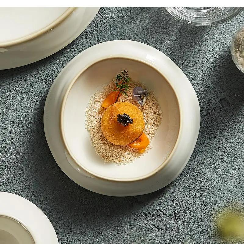 High Class Ceramic Deep Western Food, Pasta Bowl, Dessert Plate, Restaurant Dishes, Salad Decorative Kitchen Tableware