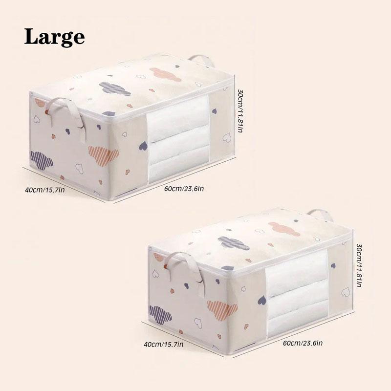 Grande capacità contenitore stampato portatile organizer per vestiti per la casa con manici contenitore pieghevole antipolvere con cerniera