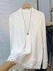 Korean Lace Patchwork Long-Sleeve Women’s T-Shirt, Age-Defying Loose Base Layer, Fall/Winter 2025 Fashion Design