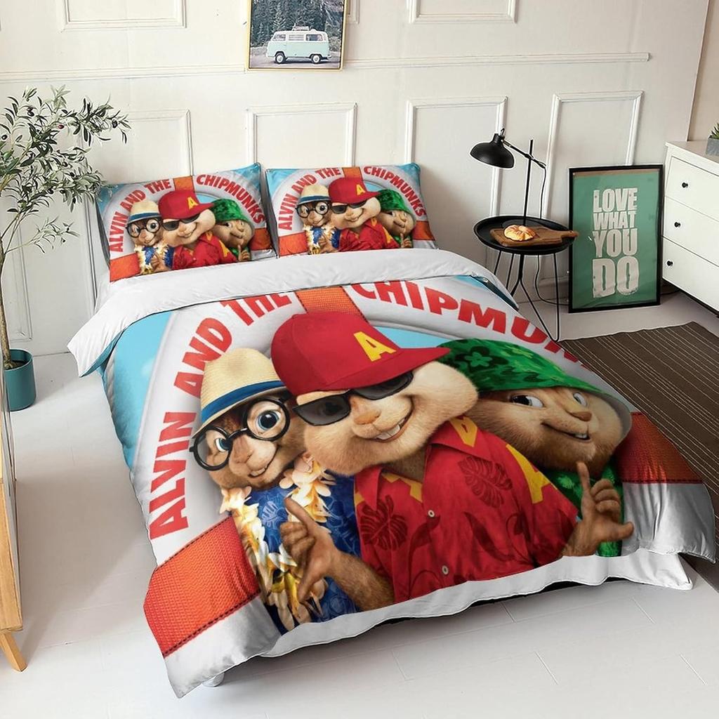 3D Print Alvin and the Chipmunks Bedding Set Twin Queen King Full Size Duvet Cover Pillowcase Bed boys girls Adult Home Textiles