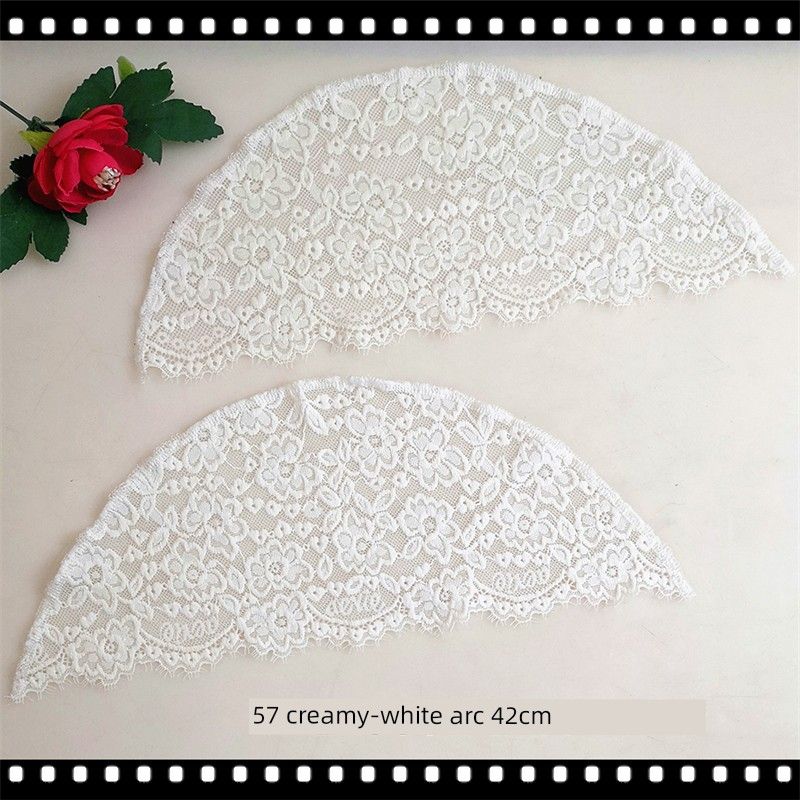 

Простые полурукава кружевные декоративные полуфабрикаты накладные рукава ручная вышивка без рукавов с закрытыми плечами прикрывающие руки кружевные рукава для похудения Beige White(No. 57 Radian 42cm pair) All yards