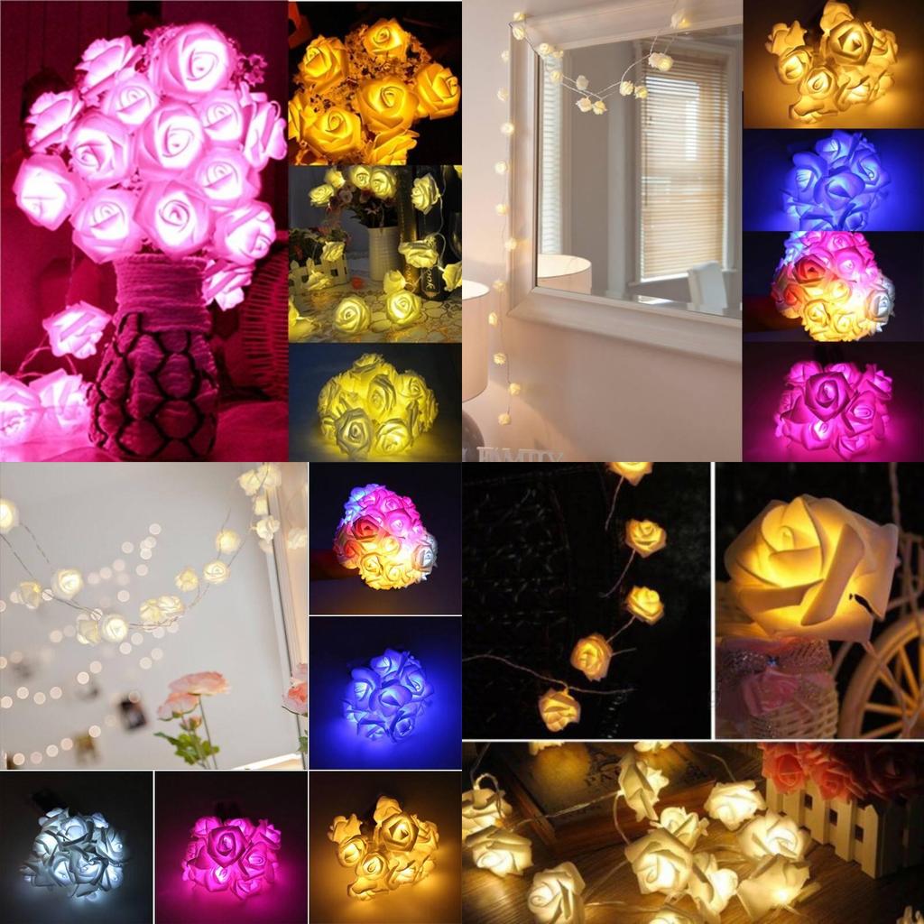 Romantische LED Rosen Lichterkette Warmweiß Batteriebetrieben Deko für Hochzeiten und Heiratsanträge