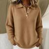 New Autumn and Winter Loose and Lazy Style Soft and Waxy Women's Lapel POLO Shirt Long-sleeved Button Sweater
