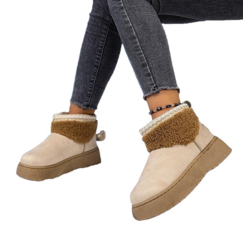 Winter neue Übergröße Schneestiefel mit dicker Sohle für Damen, gefütterte und verdickte superwarme Baumwollschuhe für Damen