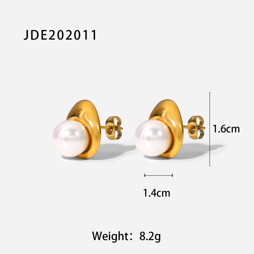 Stainless steel pearl stud earrings titanium steel earrings European and American earrings