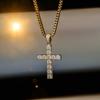 Modna Prosta Biżuteria Krzyż Błyszcząca Iced Out Cyrkonia Diament 18k Białe Złoto Platerowany Naszyjnik z Zawieszką Krzyż Dla Mężczyzn Kobiet