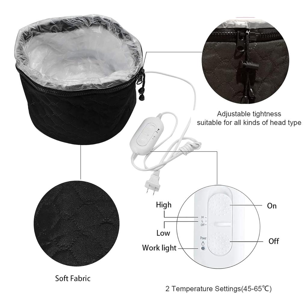 110V Electric Hair Cap,Hair Care Hat,Home Hair SPA Beauty Cap,Hair Steamer Thermal Heat Cap,Nourishing Hair Hat with 3 Mode Temp