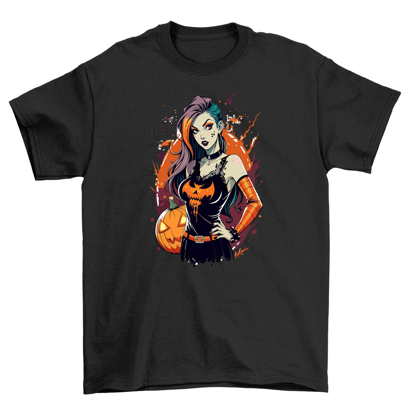 

Pumpkin Queen Halloween_271 - Funny T-Shirt Mens Womens Tees Top for Spooky Season! 100% Cotton, Unis L