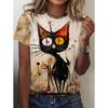 Women's T-Shirt Cat 3D Print Design Harajuku Casual Short Sleeved Top Fashionable Trend Plus Size Women's Clothing