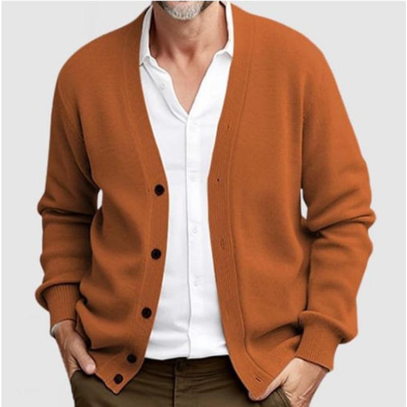 Men S Business Casual Loose Long Sleeve V Neck Button Knit Cardigan