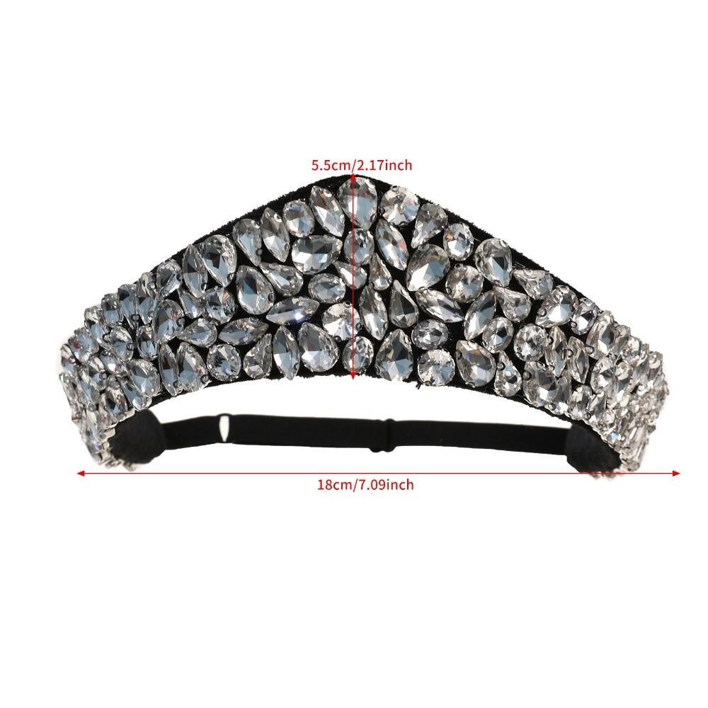 Luxury Headwear Rhinestone Crown European Style Wide Edge Rhinestone Hair Hoop Vintage Hairband Wedding