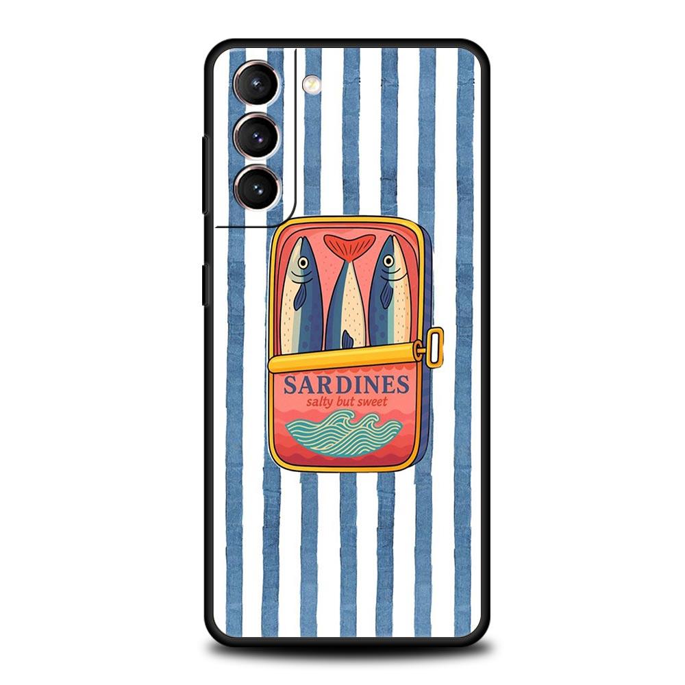 

Phone Case Cover for Samsung Galaxy S26 S25 S24 S23 S22 S20 S21 FE Ultra Plus S25 Edge Soft TPU Capas Funny Fish Sardines Laser Samsung S21