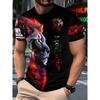 Men's 3D Printed T-shirt Casual Round Neck Lightweight Summer Trend Fashionable Versatile Lion Patterned T-shirt