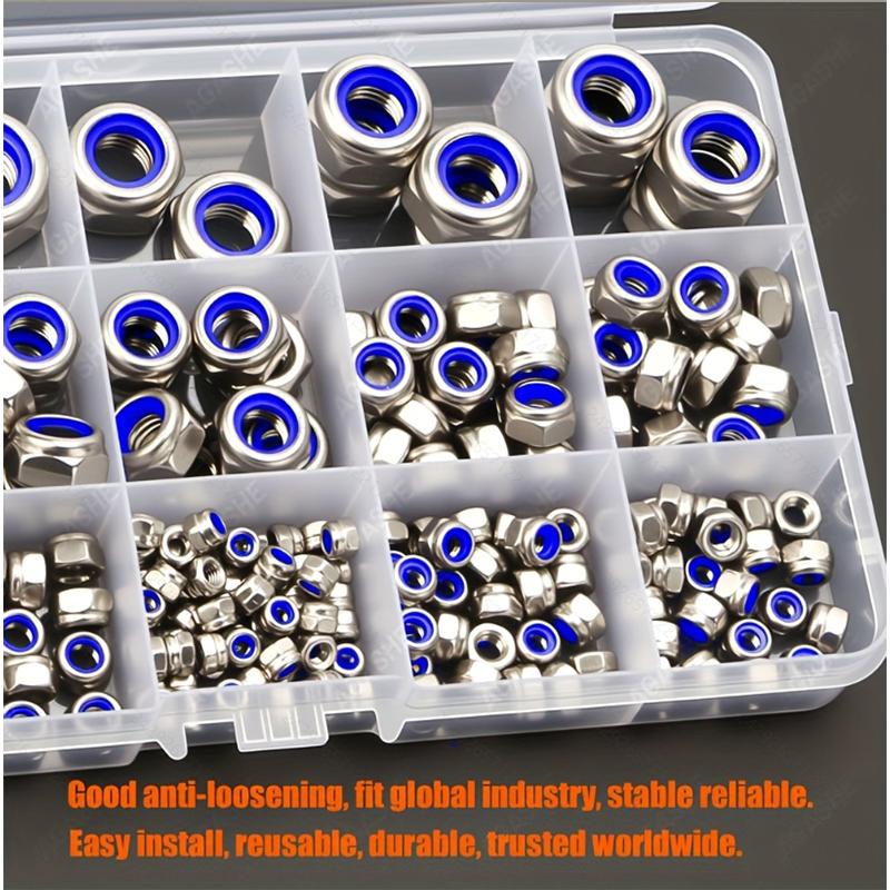 230pcs Steel Locknut Kit: Metric Nylon Insert Locknuts (M3-M12), Fully Threaded, for Bolts In Various Environments.