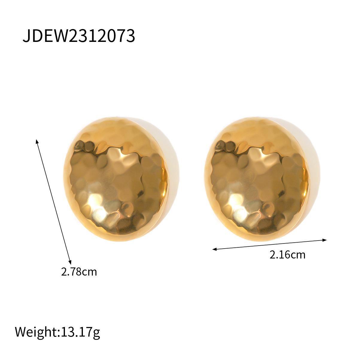 European and American ins wind 18k gold stainless steel hammer pattern disco mosaic pattern oval earrings burst