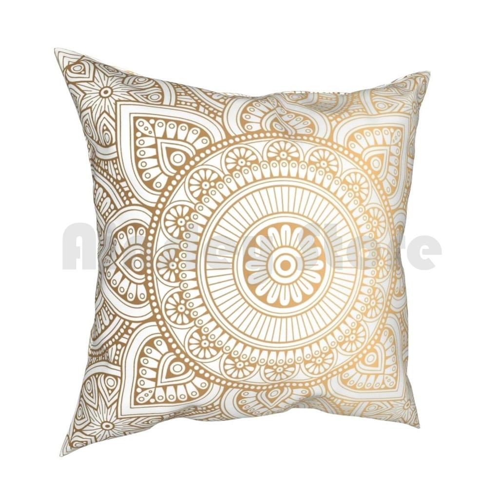 Mandala Gold Pillow Case Printed Home Soft DIY Pillow Cover Gold Mandala Pattern Spiritual Bohemic