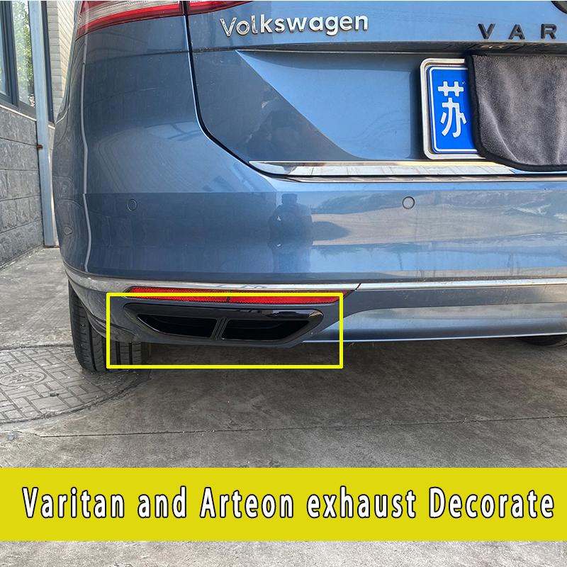 

For VW Passat B8 Variant GTE End Alltrack Four Exhaust Decoration 2015 2017 2018 Chrome Styling Accessories Body matte black-2pcs