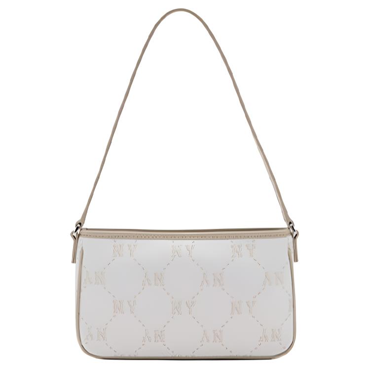 MLB 26 Spring Collection New York Yankees Diamond Old Flower Faux Leather And Polyester Underarm Bag Mini Women Handbag Deep-Cream 3ABQMJ16N-50CRD