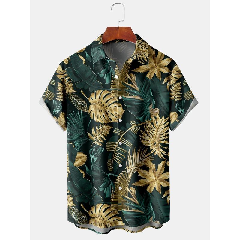 Men's Shirt Tropical Plants Pattern 3D Print Tops Summer Casual Holiday Shirt New Button Lapel Short Sleeves Unisex Clothing
