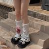 Aesthetic Vintage Ripped Hole Knitted Leg Warmer for Women Harajuku Streetwear Punk 3D Bloody Bear Leg Sleeve Cover