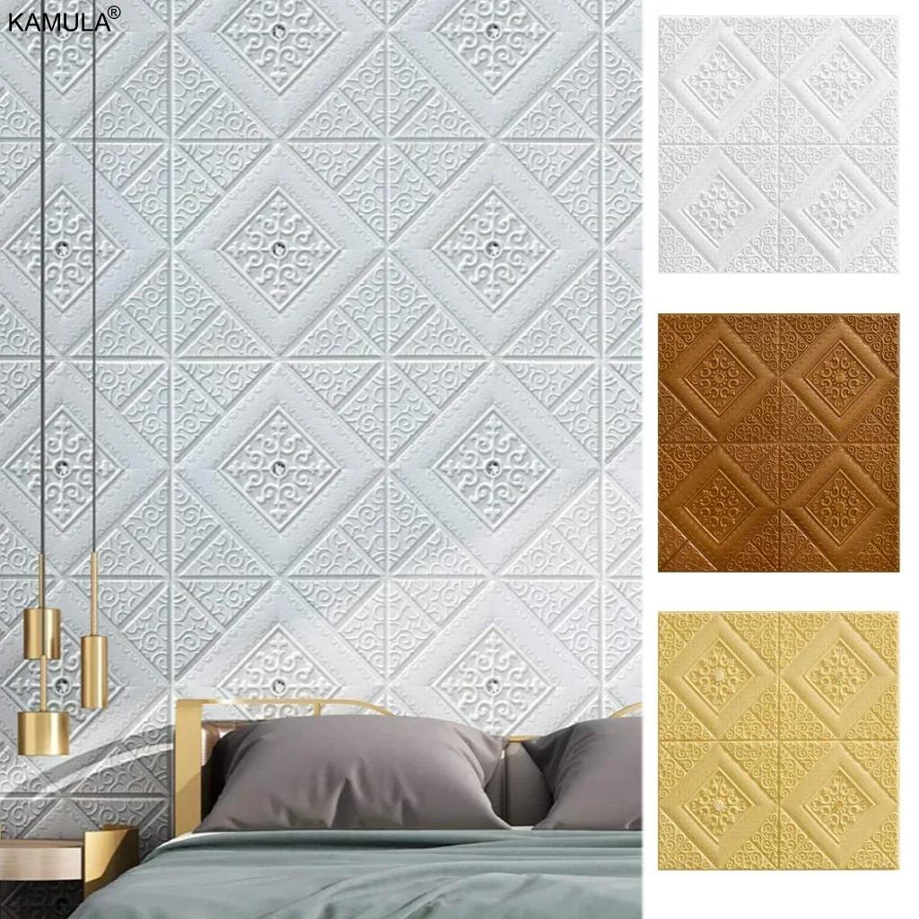 Autocolante de perete 3D autoadezive Autocolante din spumă pentru tavan Panou de tavan Tapet impermeabil pentru decorarea casei și a biroului Decor Panou moale