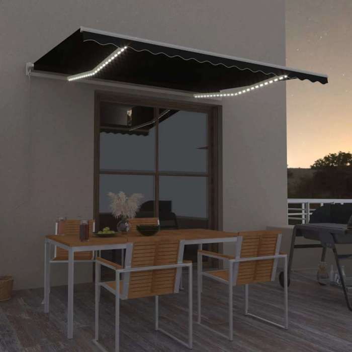 Maison Exclusive - Auvent manuel rétractable avec LED 450x300 cm Anthracite