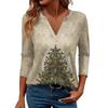 Women's Casual Fashionable Sexy Comfortable V-Neck Christmas Three-Quarter Sleeve Top