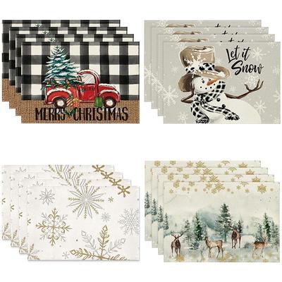 4 adet Noel Ağacı Elk Placemat Keten yemek masası Paspaslar Coaster Kase Kahve fincan altlığı Mat 2024 Navidad Ev Mutfak Dekorasyon