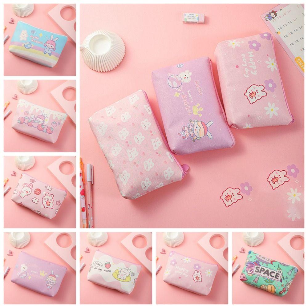 

3Layer Pencil Case Pu Stationery Organizer Simple Coin Purse Student