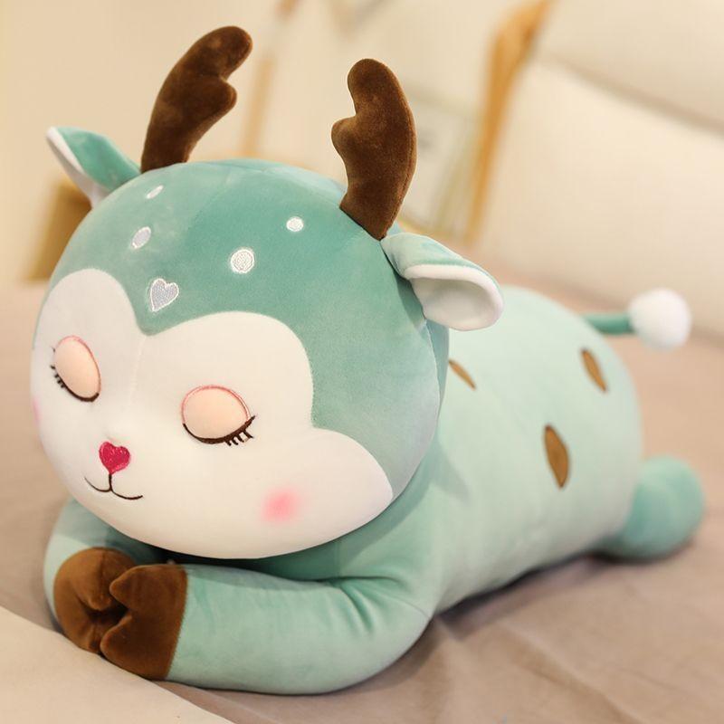 

Adorable Plush Doll Girl Pillow With Cute Deer Design Perfect For Cozy Comfort And Gift зелений