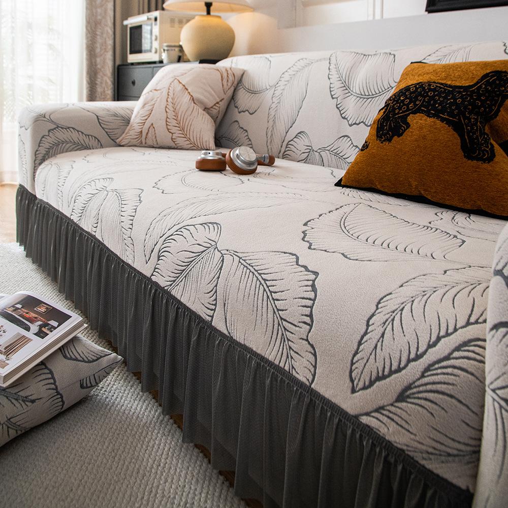 Leaf Skirt Edge Sofa Cover All inclusive Universal Set Anti Cat Scratch Sofa Cover New Style Protection Suitable for All Seasons