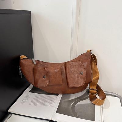 Sac de poitrine pour femme sac banane tendance rétro décontracté polyvalent sac messager cuir souple sac de taille à suspendre pour téléphone portable