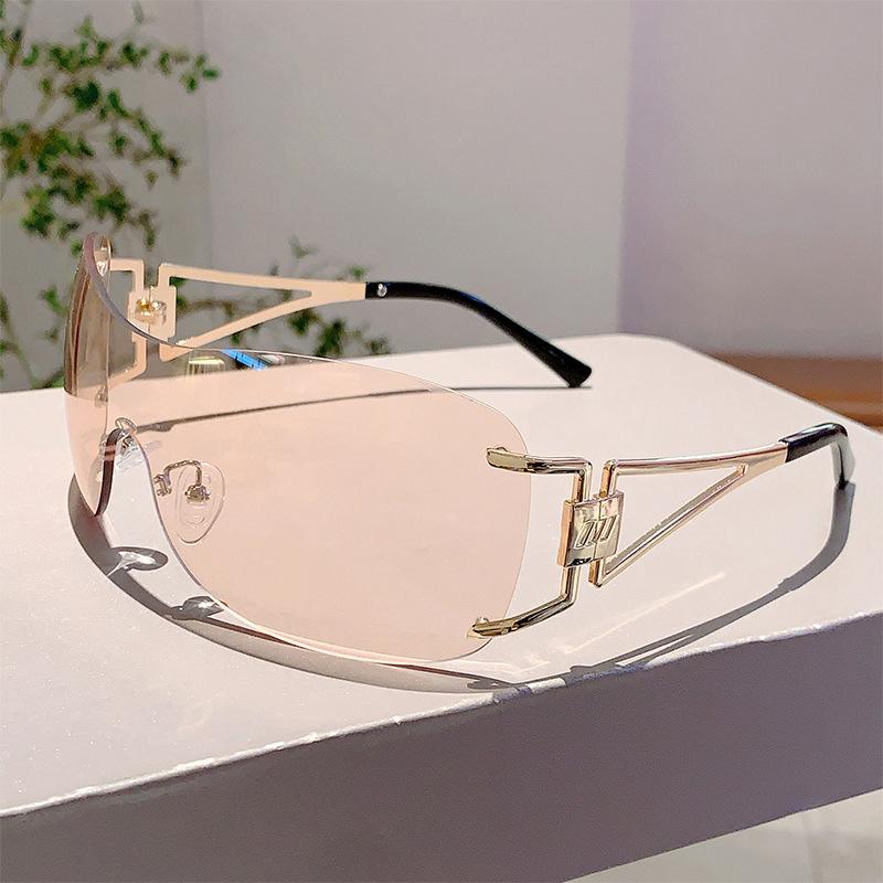 Luxury Brand Designer Rimless One Piece Sunglasses Women For Men Popular Sun Glasses Vintage Punk Oversized Eyeglasses Uv400