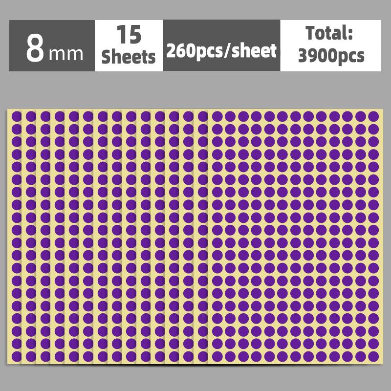 6mm-100mm Self Adhesive Dot Label Stickers 15 Sheets Multi Color and Size Round Stickers for Food Containers/Scrapbook/Packaging