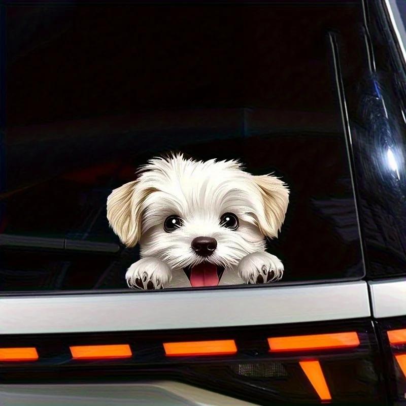 1PC Cartoon Dog Stickers, Double Sided Waterproof Matte Vinyl Animal Decals for Car Window Interior & Exterior Auto Decor