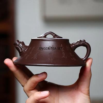 140ml Yixing Yixing Zisha Teapot Raw Ore Cinnabar Spoon Teapot Home Beauty Tea Pot Tea Set Lid Bowl