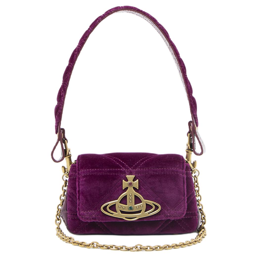 

Vivienne Westwood Hazel Brand Planet Pattern Magnetic Closure Velvet Shoulder Tote Bag Women handbags Purple 506896564023 Basic Set (Bag+Dust Bag)