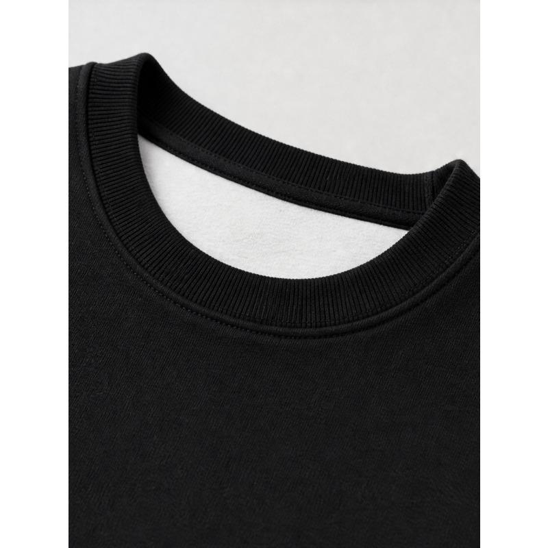 1pc Men'S Fashion Creative Design King Letter Print Casual Round Neck Black Sweatshirt, Large Size, Plus Size