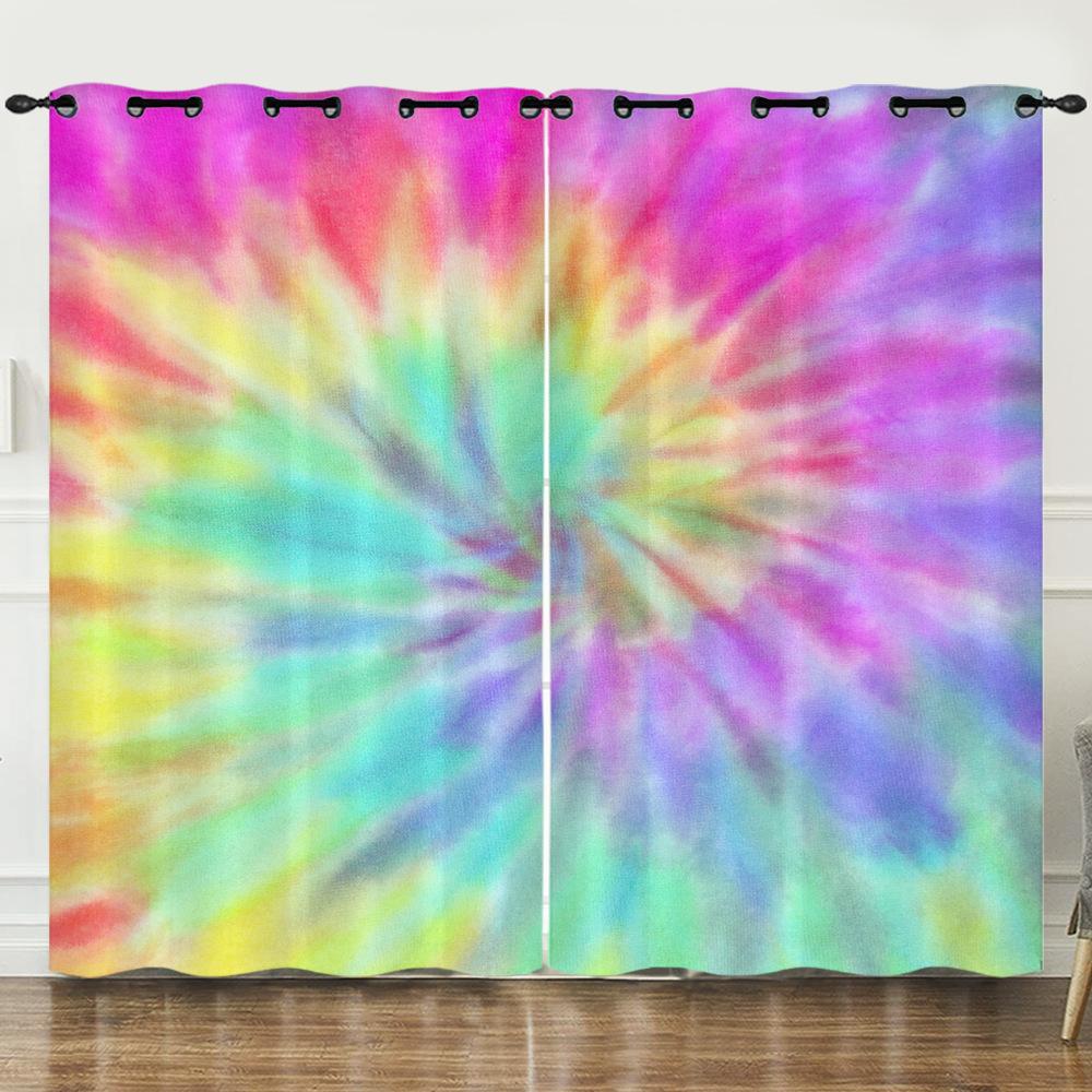 Curtains Color Gradual Change Butterfly Sunshade Child Blackout Curtain Bedroom Without Punching European and American