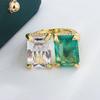 Wykwintny pierścionek dla kobiet Wysokiej jakości błyszczący kwadratowy zielony pierścionek z cyrkonii Stylowy prezent zaręczynowy