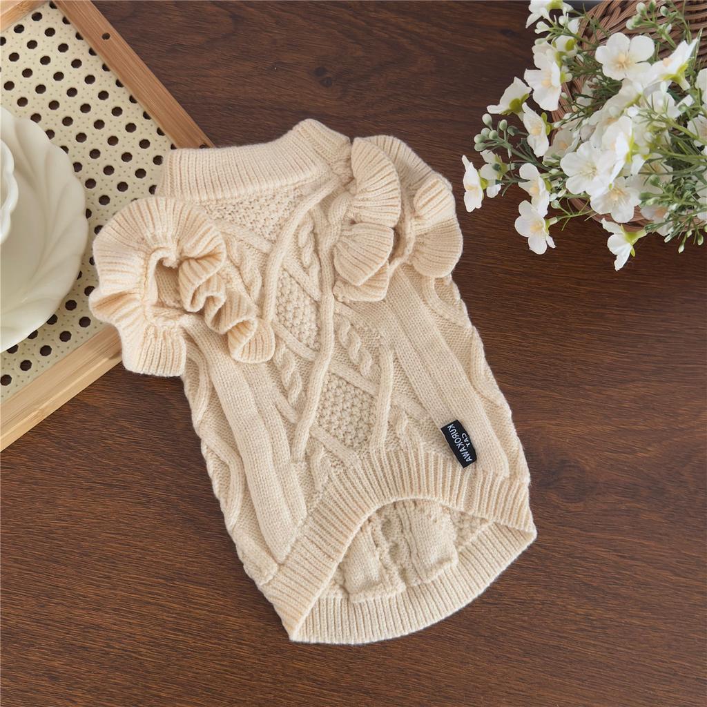 Pet Autumn and Winter Diamond Fried Dough Twists Sweater Knitting Gentle Dog Sleeveless Sweater Puppy Clothes for Small Dogs