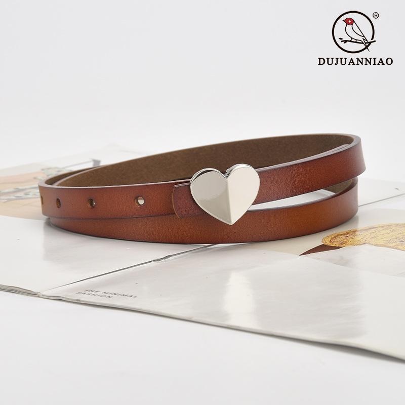 Leather Belt Women'S Thin Jeans With Decoration And Dress Pants Simple Style Heart-Shaped Belt