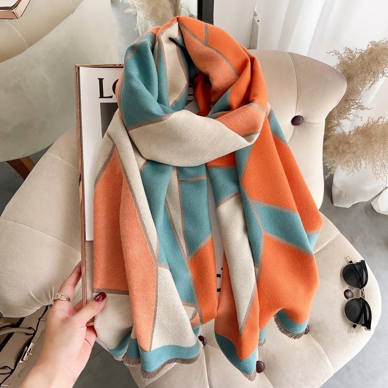 Summer new irregular splicing double-sided autumn and winter warm imitation cashmere outer shawl scarf scarf women