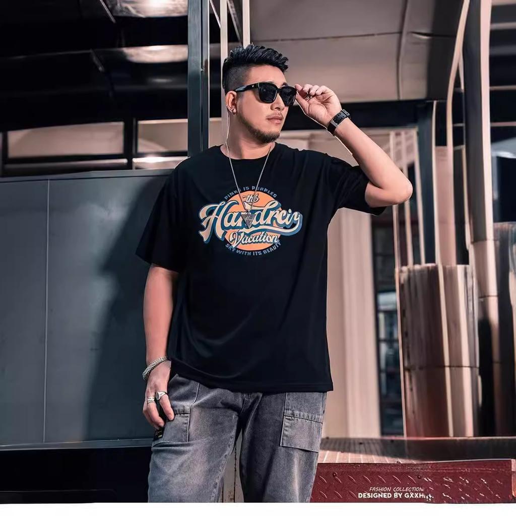 Cotton summer new large size men's short-sleeved t-shirt men's loose trend versatile tops body shirts for men