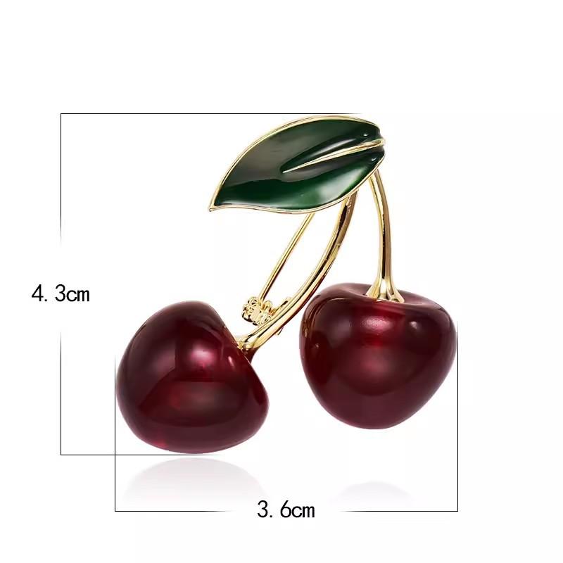 Rote Kirschbrosche Damen High-End Luxus Temperament High-End Pullover Mantel Knopf Anzug Anzug Corsage Pin Zubehör