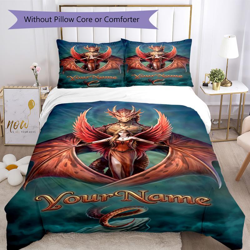 Gothic Illustrations Customize Your Name Bedding Set Breathable Duvet Cover with Pillowcases Home Decoration Birthday Gift