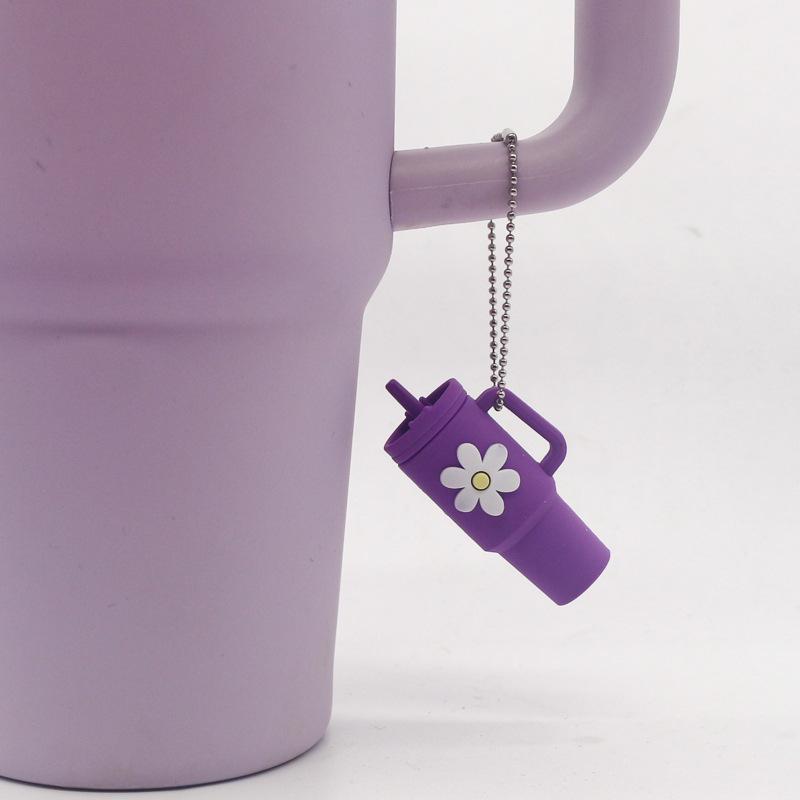 Popular Soft Rubber Stanley Cup Pendant Keychain - Creative Milk Tea Cup Keyring Available