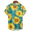 Camicie Hawaiane da Uomo Stampa 3D Grafica Girasole Moda Bottoni Manica Corta Collo a Revers Streetwear Camicie Hawaiane per Uomo Estate